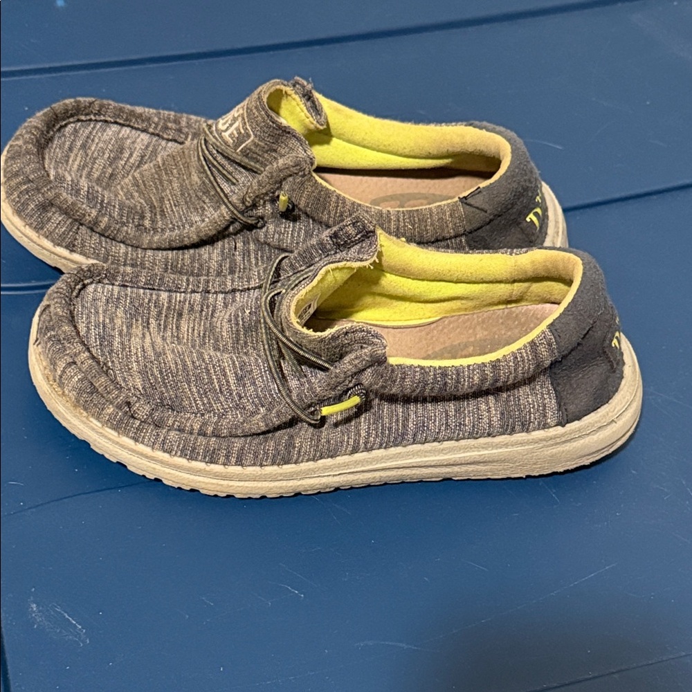 Hey Dude Charcoal and Yellow Slip-On Shoes